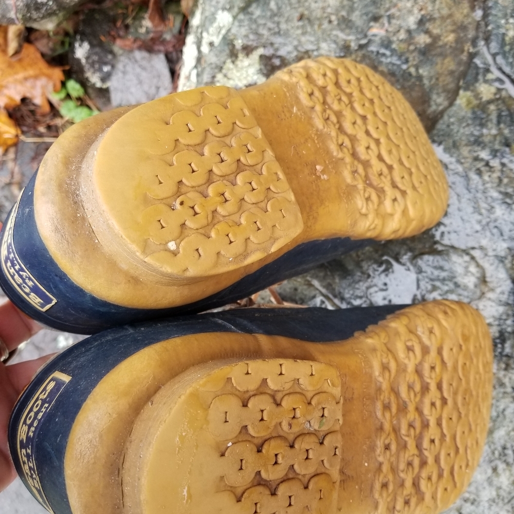 Vintage - L.L. Bean Maine Hunting Shoe Low Duck Boot Blue + Leather 9 - Picture 4 of 7